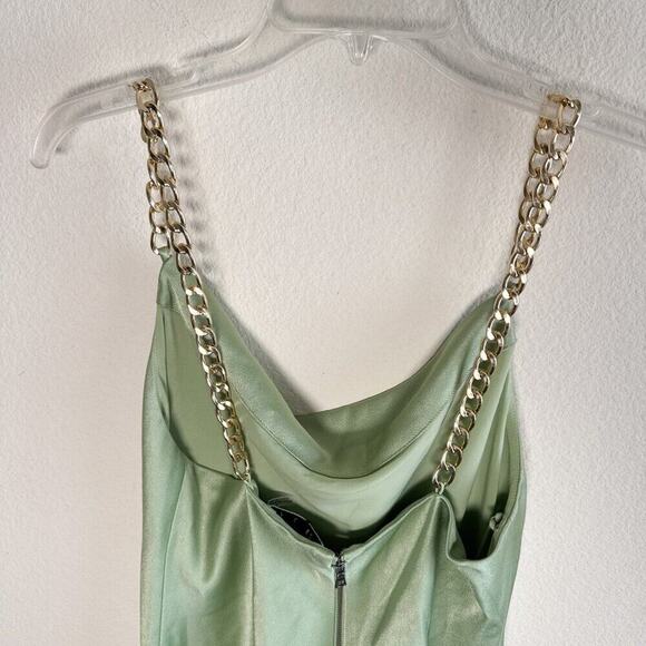 Alice + Olivia Harmony Chain Strap Seafoam Green Drapey Slip Dress NWT Size 8 - Picture 9 of 14